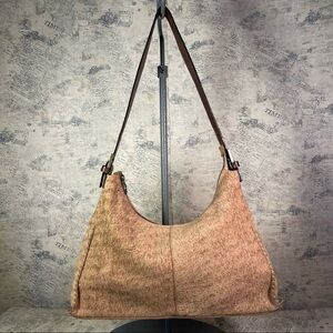 Dadabo Rough Textured Beige Leather Shoulder Bag With Fabric Lining